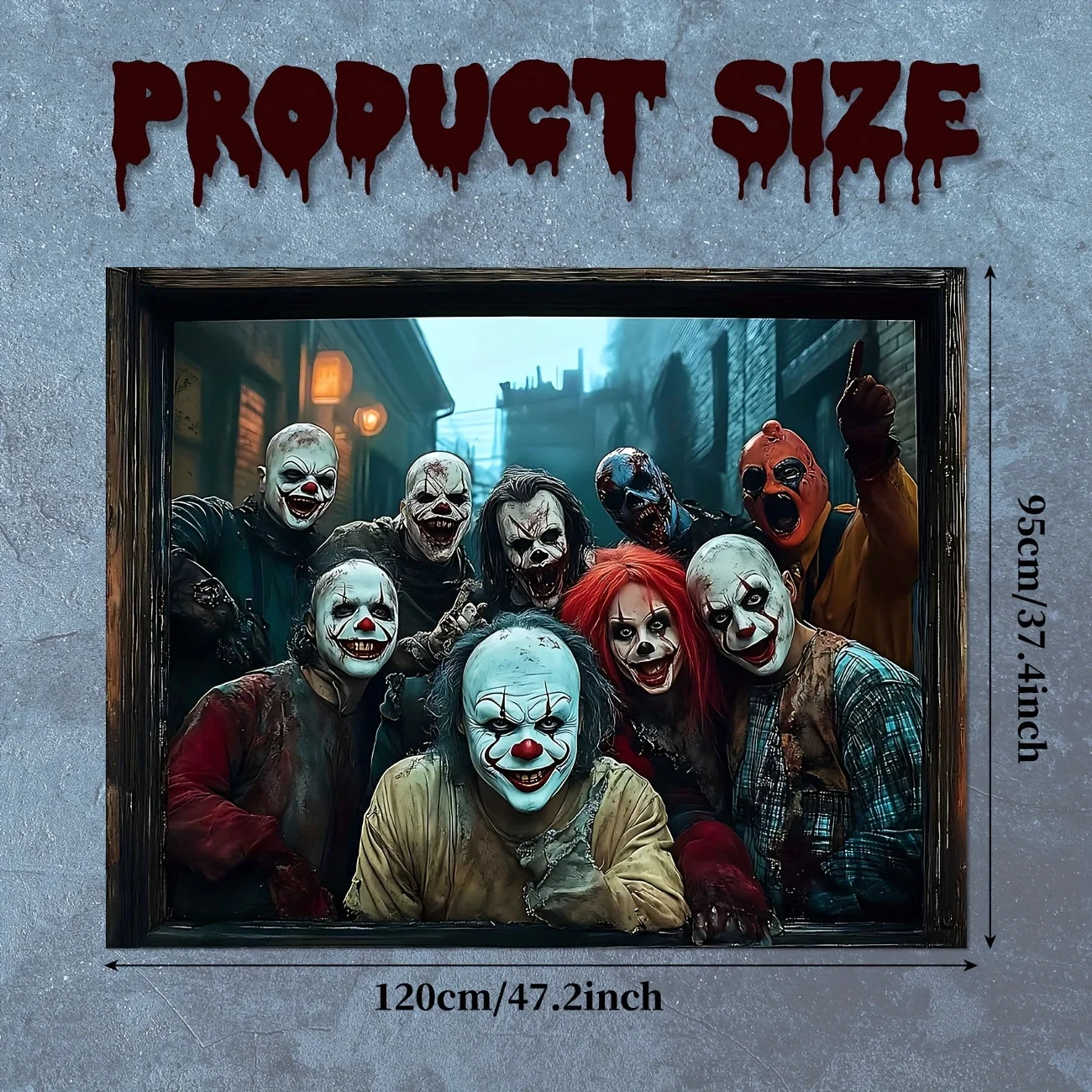 Halloween Scary Clown Banner - Creepy Wall Art Decor for Living Room, Bedroom & Office (Polyester)