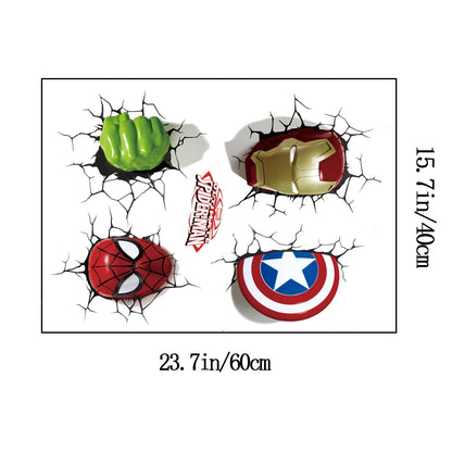 3D Avengers Wall Decal for Kids Room - Removable Superhero Wall Sticker