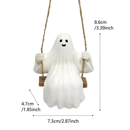 Realistic Ghost Figurine Hanging Ornament - Weatherproof Resin Halloween Decoration for Parties & Garden