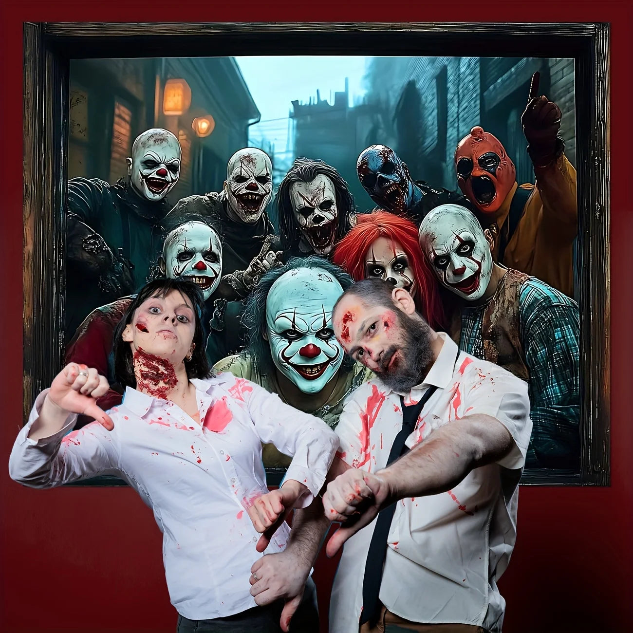 Halloween Scary Clown Banner - Creepy Wall Art Decor for Living Room, Bedroom & Office (Polyester)