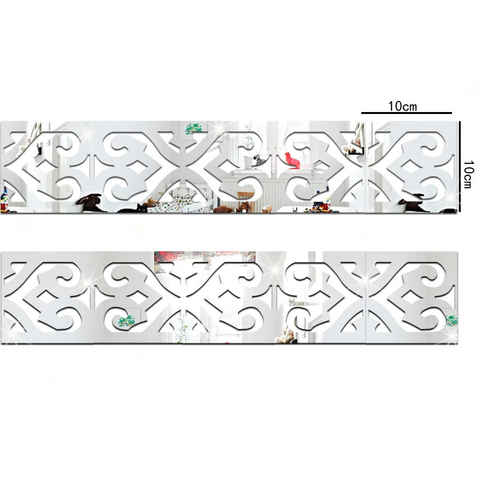 Acrylic Mirror Wall Sticker - Self-Adhesive Corner Line & Border Strip for Home Decor (5cm/10cm Width)
