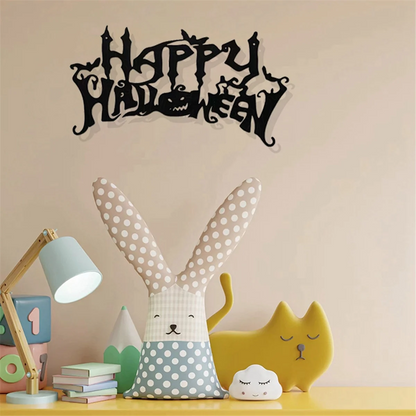 Halloween Theme Metal Wall Art - Black Classic Indoor Living Room Decor Wall Hanging (40x20.5cm)