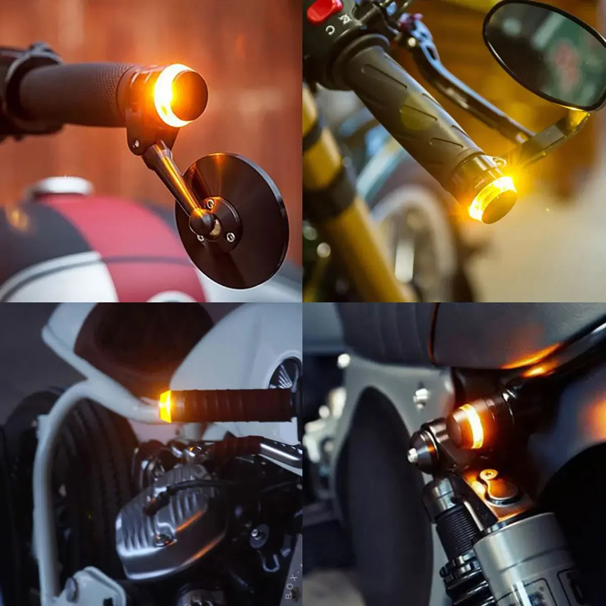2Pcs Motorcycle LED Handlebar End Lights - Multi-Function Turn Signal, Brake & Parking Lights