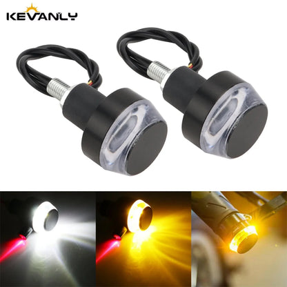 2Pcs Motorcycle LED Handlebar End Lights - Multi-Function Turn Signal, Brake & Parking Lights