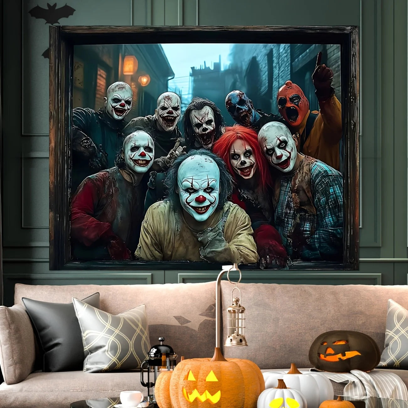 Halloween Scary Clown Banner - Creepy Wall Art Decor for Living Room, Bedroom & Office (Polyester)