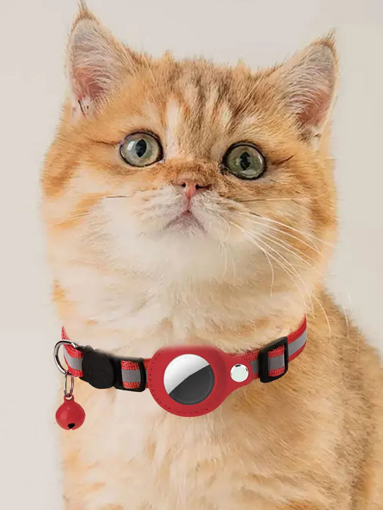 Reflective Cat Collar with Apple AirTag Holder Adjustable and Stylish Design for Kitten Safety