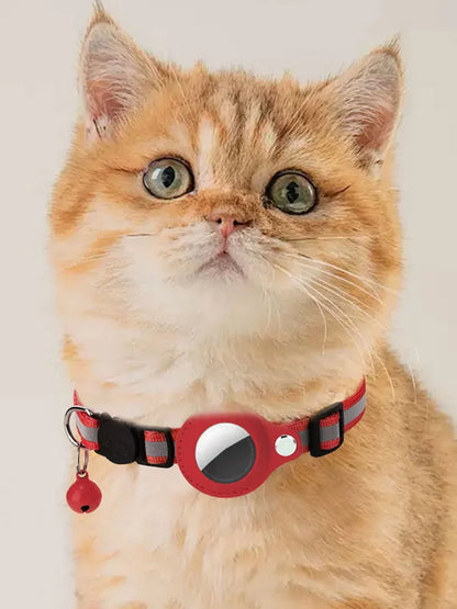 Reflective Cat Collar with Apple AirTag Holder Adjustable and Stylish Design for Kitten Safety