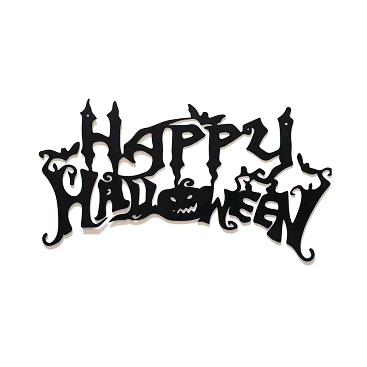 Halloween Theme Metal Wall Art - Black Classic Indoor Living Room Decor Wall Hanging (40x20.5cm)