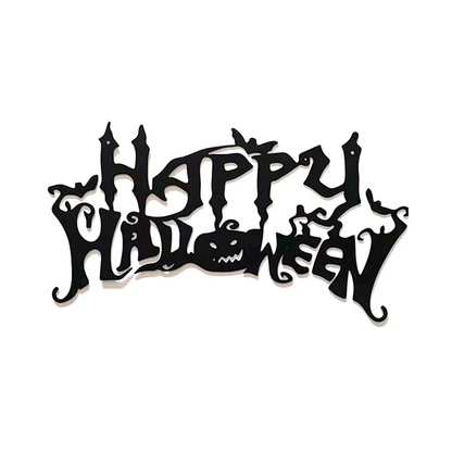 Halloween Theme Metal Wall Art - Black Classic Indoor Living Room Decor Wall Hanging (40x20.5cm)