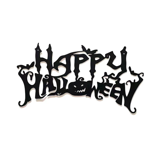 Halloween Theme Metal Wall Art - Black Classic Indoor Living Room Decor Wall Hanging (40x20.5cm)