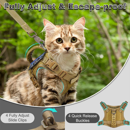 Tactical Cat & Small Dog Harness - Escape-Proof Pet Vest with Control Handle