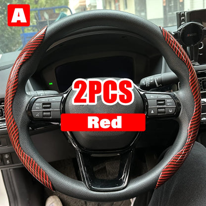 Universal 38cm Carbon Fiber Car Steering Wheel Cover - Non-slip Handle Booster & Protective Cover