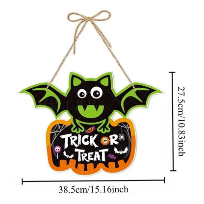 Halloween Party Door Decorations - Horror Pumpkin, Ghost & Bat Hanging Paper Signs for Festival Decor