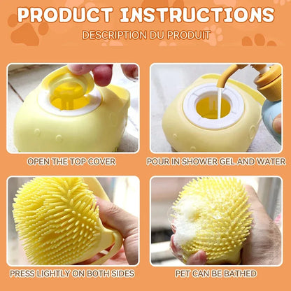 Silicone Pet Shampoo Dispenser & Massage Brush