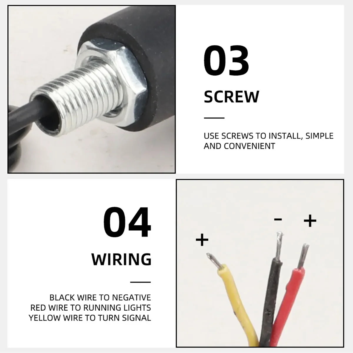 2Pcs Motorcycle LED Handlebar End Lights - Multi-Function Turn Signal, Brake & Parking Lights