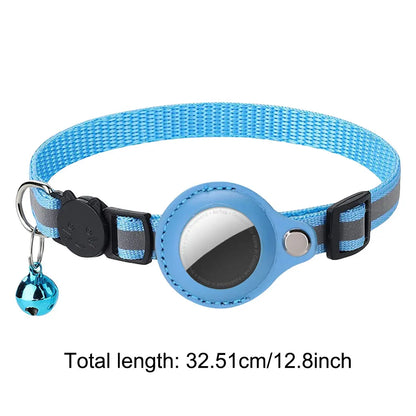 Reflective Cat Collar with Apple AirTag Holder Adjustable and Stylish Design for Kitten Safety