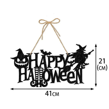 Halloween Party Door Decorations - Horror Pumpkin, Ghost & Bat Hanging Paper Signs for Festival Decor