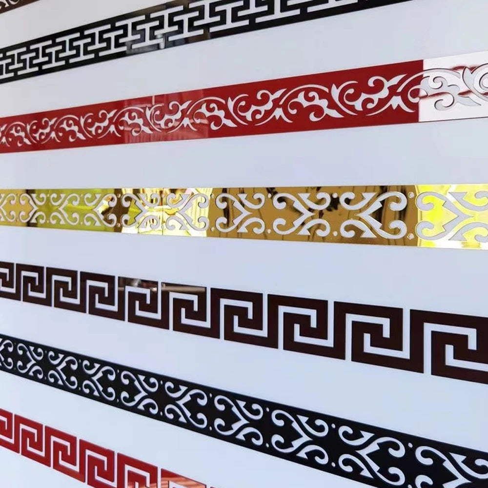 Acrylic Mirror Wall Sticker - Self-Adhesive Corner Line & Border Strip for Home Decor (5cm/10cm Width)