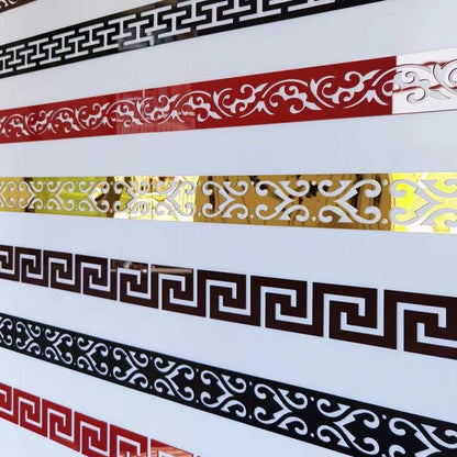Acrylic Mirror Wall Sticker - Self-Adhesive Corner Line & Border Strip for Home Decor (5cm/10cm Width)