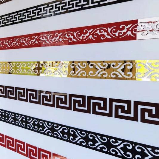 Acrylic Mirror Wall Sticker - Self-Adhesive Corner Line & Border Strip for Home Decor (5cm/10cm Width)